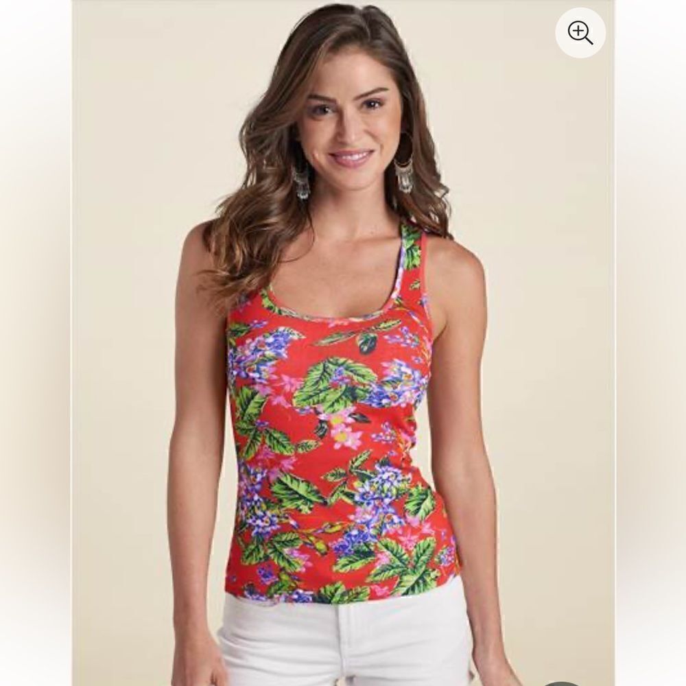 Lascana For Venus Desert Palm Printed Tank Top size 1x NWT - Picture 3 of 4